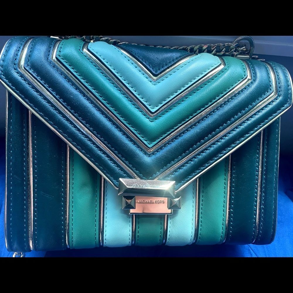 Michael Kors Green Striped Handbag